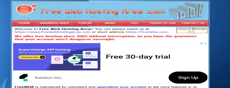 free web hosting area