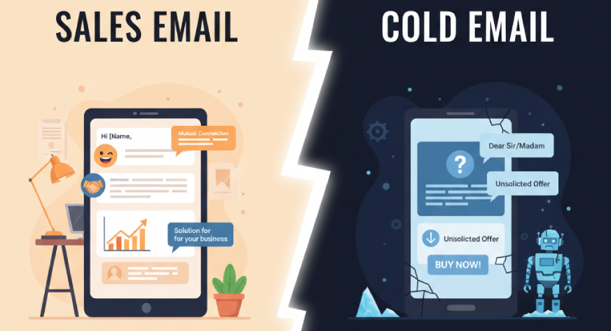 SALES email vs cold email